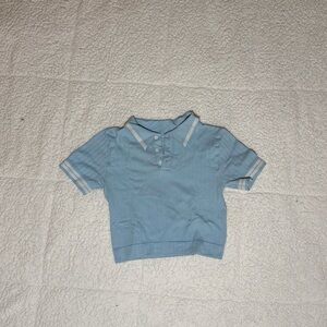Aura Blue Polo Top Casual Modern Style